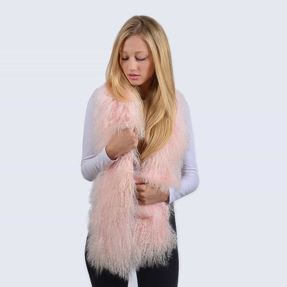Candy Pink Mongolian Lambswool Scarf