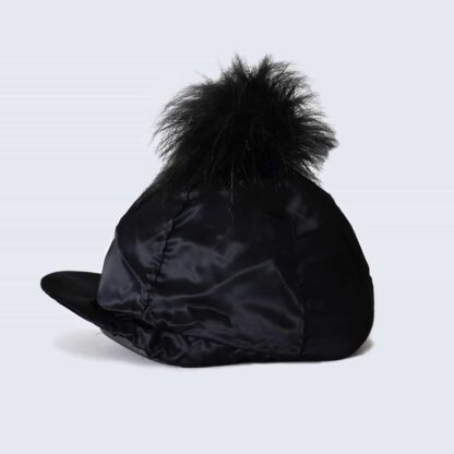 Black Hat Silk with Black Faux Fur Pom Pom