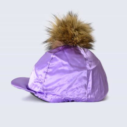 Lilac Hat Silk with Brown Faux Fur Pom Pom