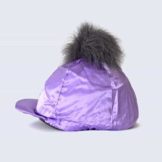 Lilac Hat Silk with Grey Faux Fur Pom Pom