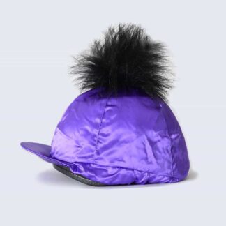 Purple Hat Silk with Black Faux Fur Pom Pom