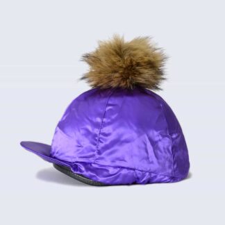 Purple Hat Silk with Brown Faux Fur Pom Pom