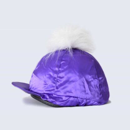 Purple Hat Silk with White Faux Fur Pom Pom