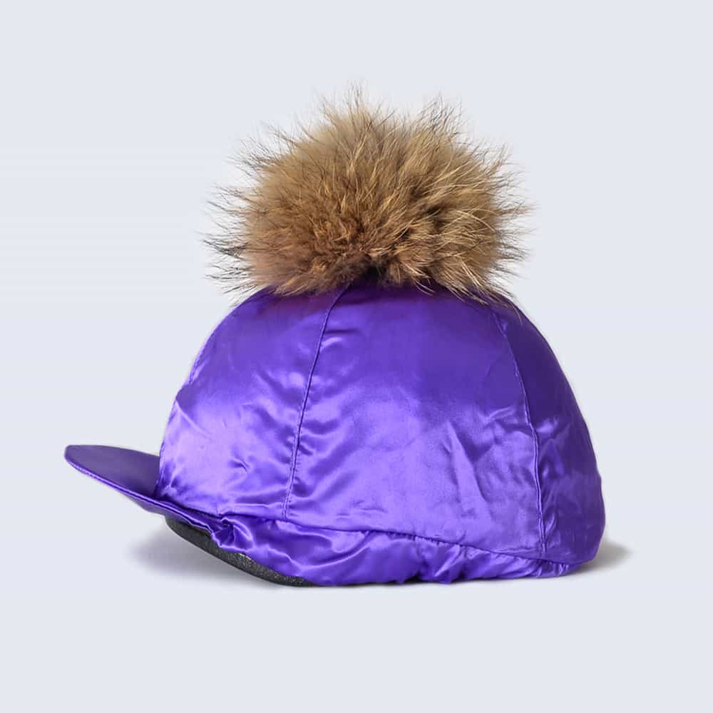 Purple Hat Silk with Brown Fur Pom Pom