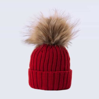 Tiny Tots Merino Wool Faux Fur Pom Pom Hat Advent Red
