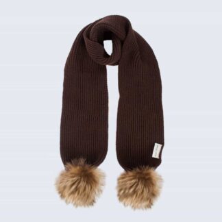 Tiny Tots Chocolate Scarf with Brown Faux Fur Pom Poms